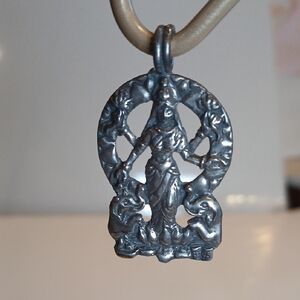 🌺✨ Sterling Silver Lakshmi Gajalakshmi Pendant — Artisan-Made Highly Detailed
